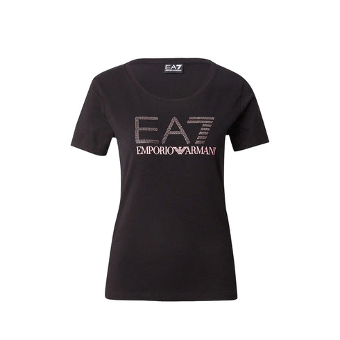 T-shirt Donna con scollo tondo, in cotone elasticizzato